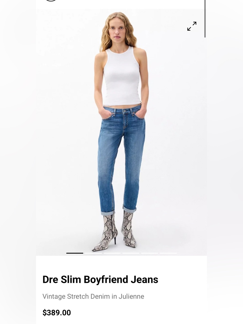 rag & bone Dre Slim Boyfriend Jeans in Julienne size 24 NWT
